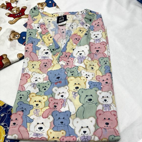 Vintage Scrub Tops Lot of 4 Size L/XL Pockets 4th of July Bears Rubber Ducky - Picture 5 of 13